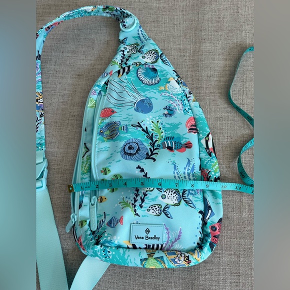 VERA BRADLEY ESSENTIAL SLING BACKPACK BAG ANTILLES TREASURE FISH Sea Ocean Aqua - Picture 9 of 16
